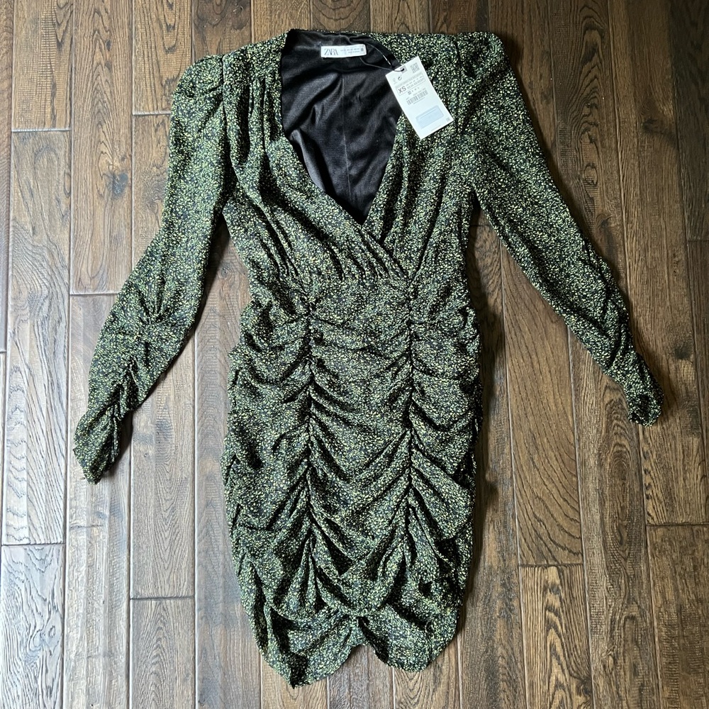 Green floral long sleeve dress